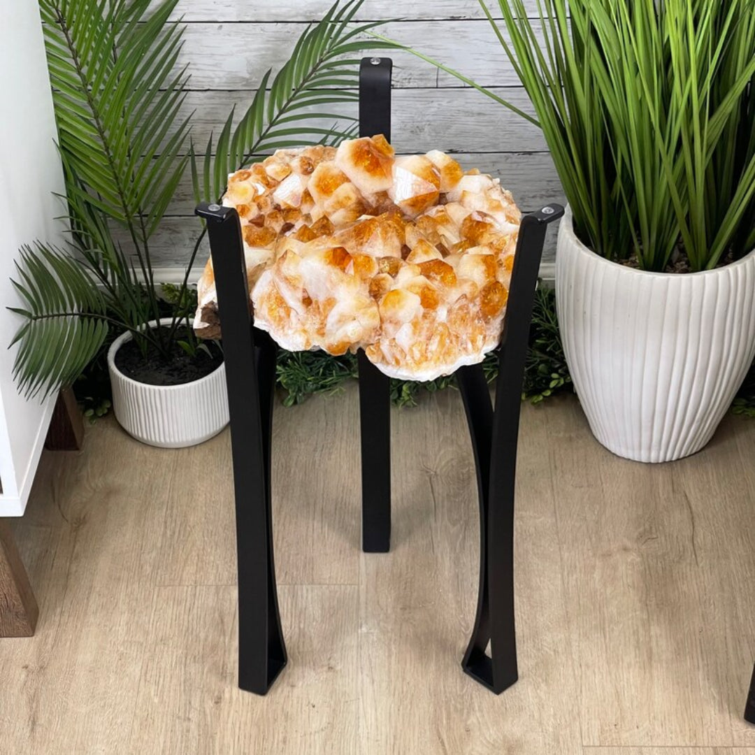 Citrine Druzy Table Matte Black Metal