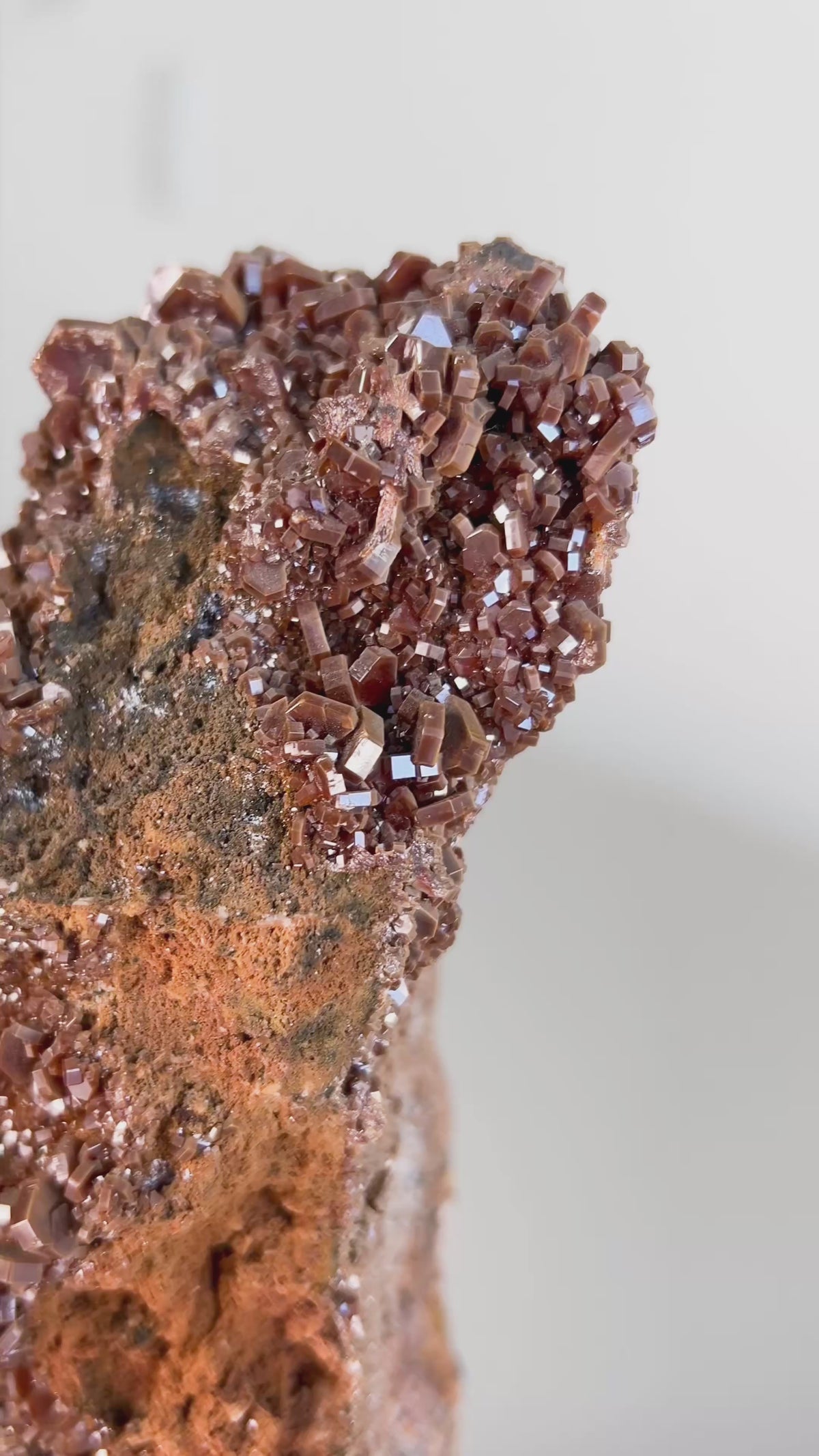 Load video: Vanadinite Stone on Wood Base (Collection) 1.747 kg